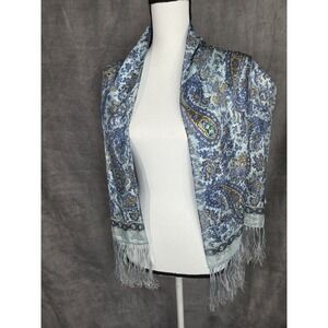 Echo Silk Scarf With Fringe Paisley 54x11 Blue Purple